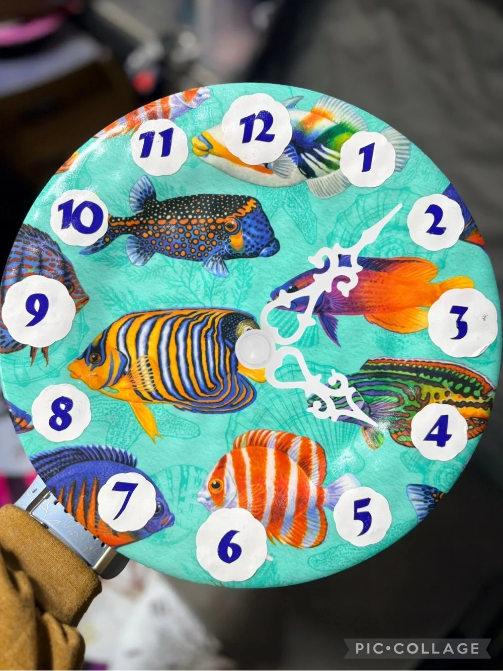 Decorative Tropical Fish Wall Clock - Teal
